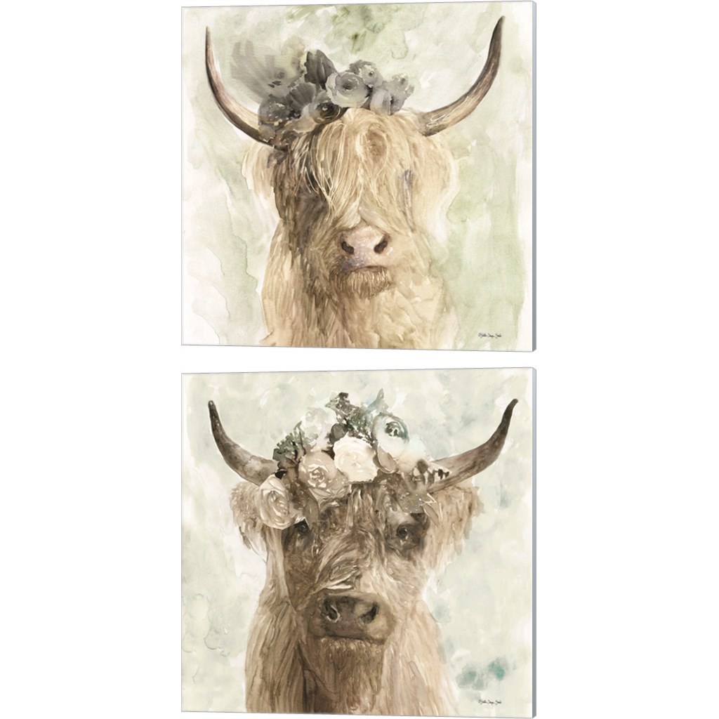Cow and Crown by Stellar Design Studio 14" x 14" Canvas Wall Art (Set of 2)